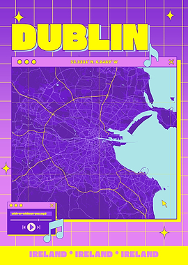 Dublin Map Retro Aesthetic