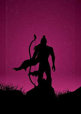 Lord Rama Silhouette with Bow and Arrow