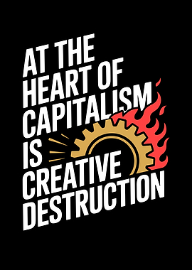 Design with quote 'At the heart of capitalism is creative destruction'