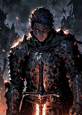 Dark Crimson-Eyed Knight with Sword