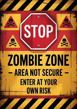 Zombie Zone Warning Sign