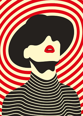 Abstract Woman with Red Lips