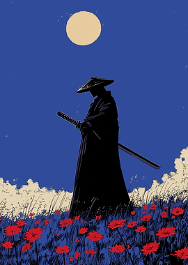 Samurai in Field of Flowers