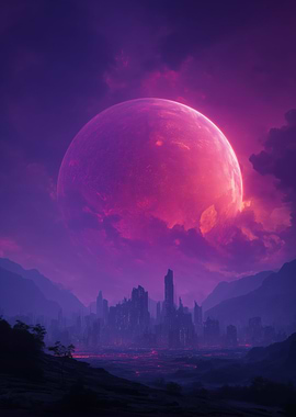 Purple Cosmic Cityscape