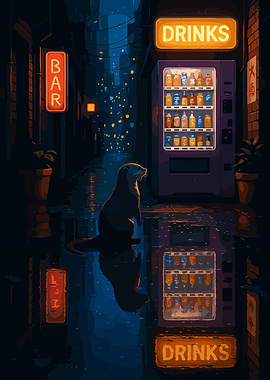 Otter in Rainy City Alley