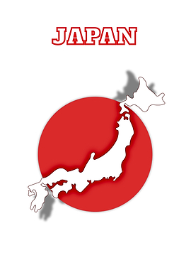 Japan Map on Red Circle