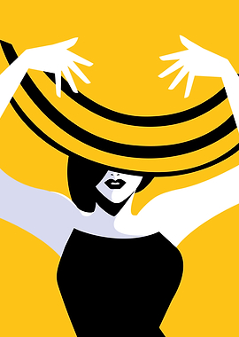 Woman with Hat Pop Art Illustration