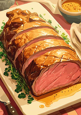 Sliced Beef Wellington on Platter