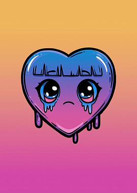 Sad Heart Cartoon Character
