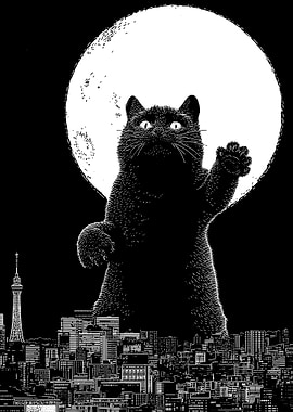 Giant Black Cat Monster