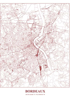 Bordeaux City Map - Detailed Line Art