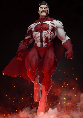 Omni-Man Bloodied and Flying