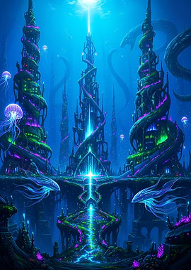 Bioluminescent Atlantis: Neon Underwater City