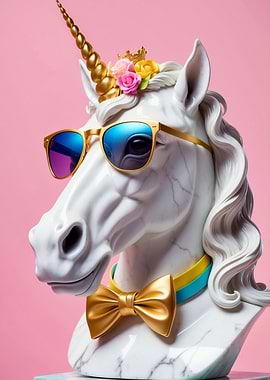 Stylish Unicorn Bust with Sunglasses