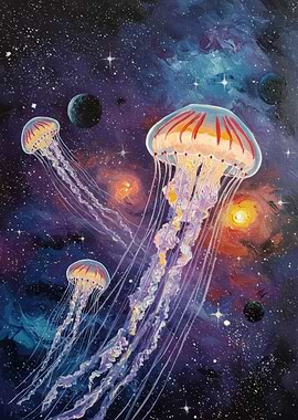 Jellyfish in Space Painting