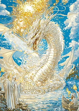 Majestic White Dragon Fantasy