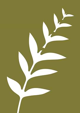Olive Branch with Birds Minimalist Art