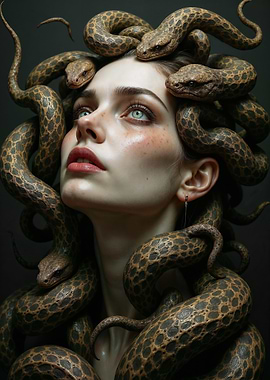 Medusa Portrait with Snakes