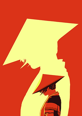 Samurai with Conical Hat Illustration