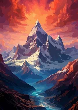 Mountain Peak Landscape at Sunset