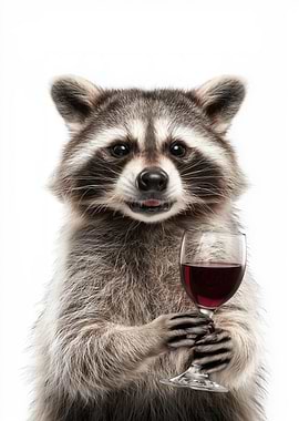 Raccoon with Wine Glass