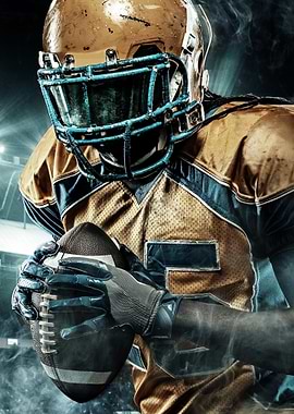 American Football Player with Ball