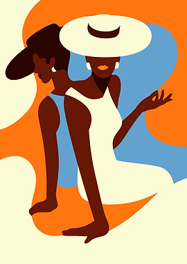 Elegant Women in Hats Illustration