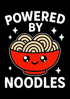 Powered by Noodles Cartoon Illustration