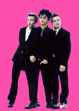 Green Day Band Portrait on Pink