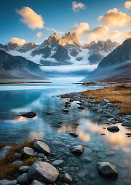 Mountain Lake Landscape at Sunrise