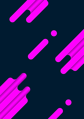 Abstract Neon Pink Shapes on Navy Blue Background