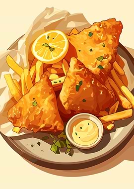 Fish and Chips Illustration