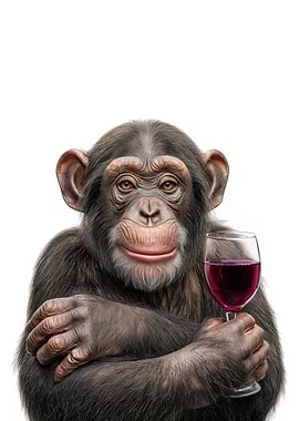 Chimpanzee with Wine Glass