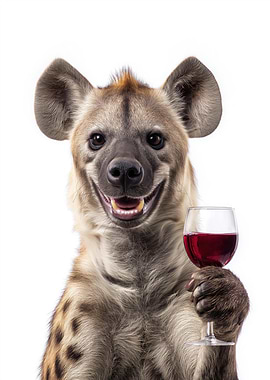 Hyena with Wine Glass