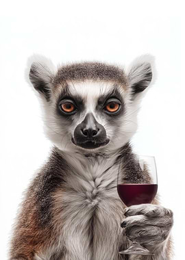 Lemur with Wine Glass