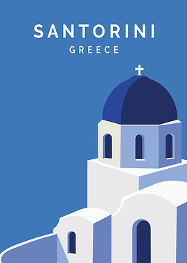 Santorini Greece Minimalist Travel Poster