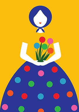Woman with Flowers Illustration