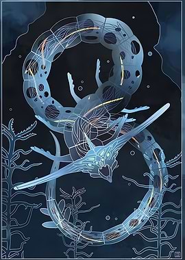 Underwater Creatures in Dark Blue Depths