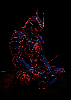 Cyberpunk Samurai in Meditation