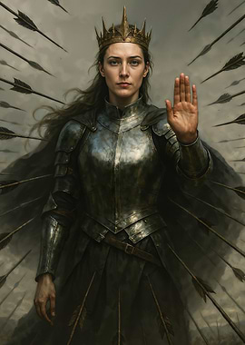Armored Queen Amidst Arrows