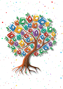 Tree of Knowledge with Colorful Icons