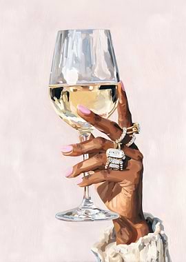 Wine Glass and Diamond Rings Painting