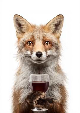 Fox with Wine Glass Portrait