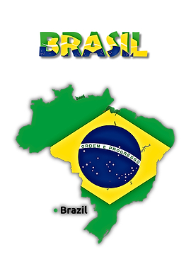 Brazil Map with Flag and Text