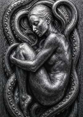 Woman Embraced by Octopus Tentacles