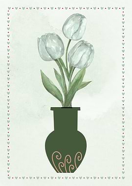 Watercolor Tulips in Vase Illustration
