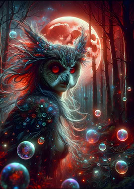 Mystical Owl Woman in Forest