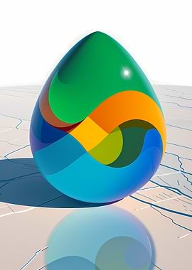 Colorful Abstract Sphere on Map Background