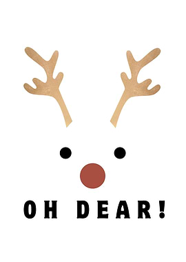 Minimalist Reindeer Face 'Oh Dear!'