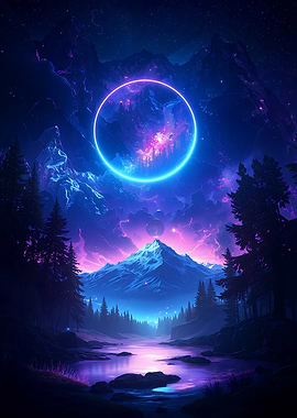 Neon Circle Landscape
